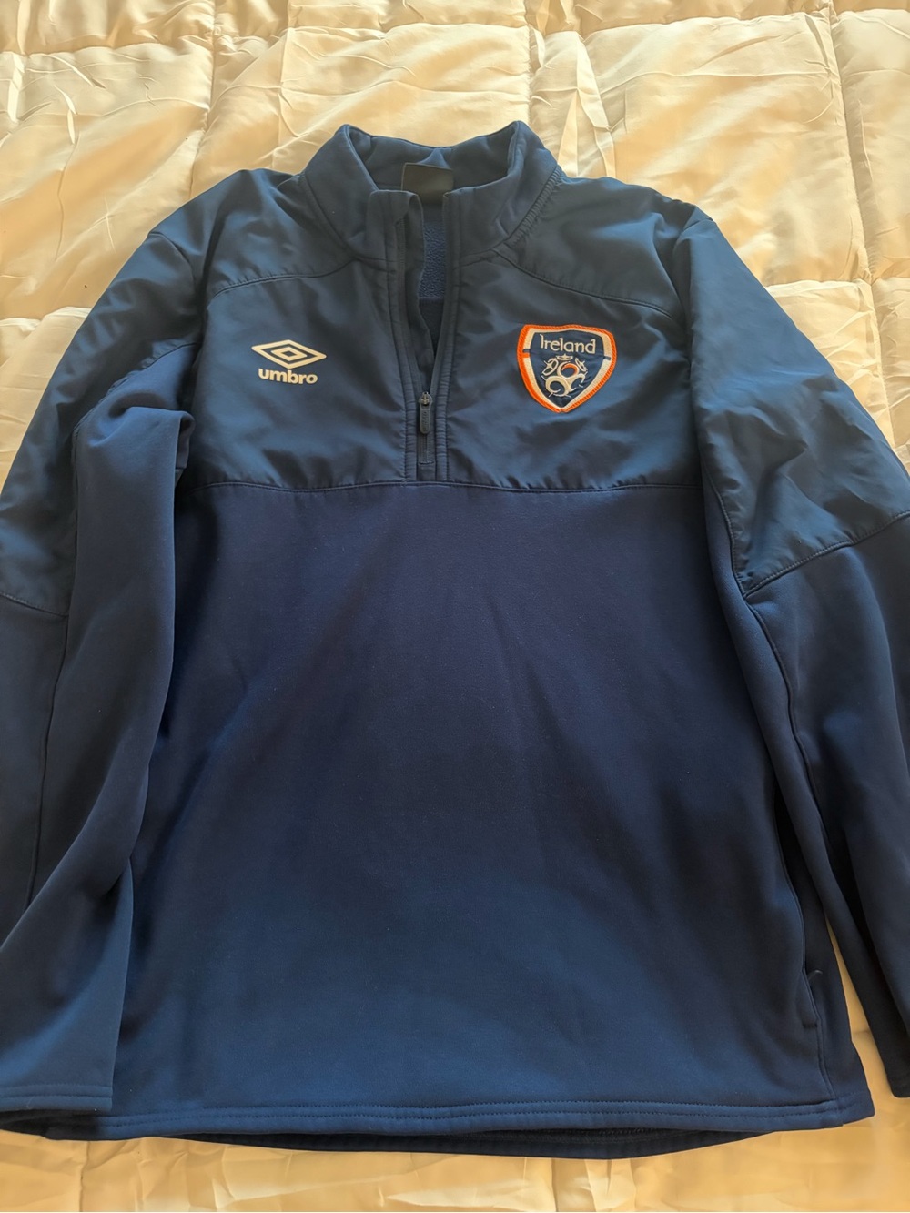 Umbro Navy and Dark Blue Ireland Quarter-Zip Kids Jacket